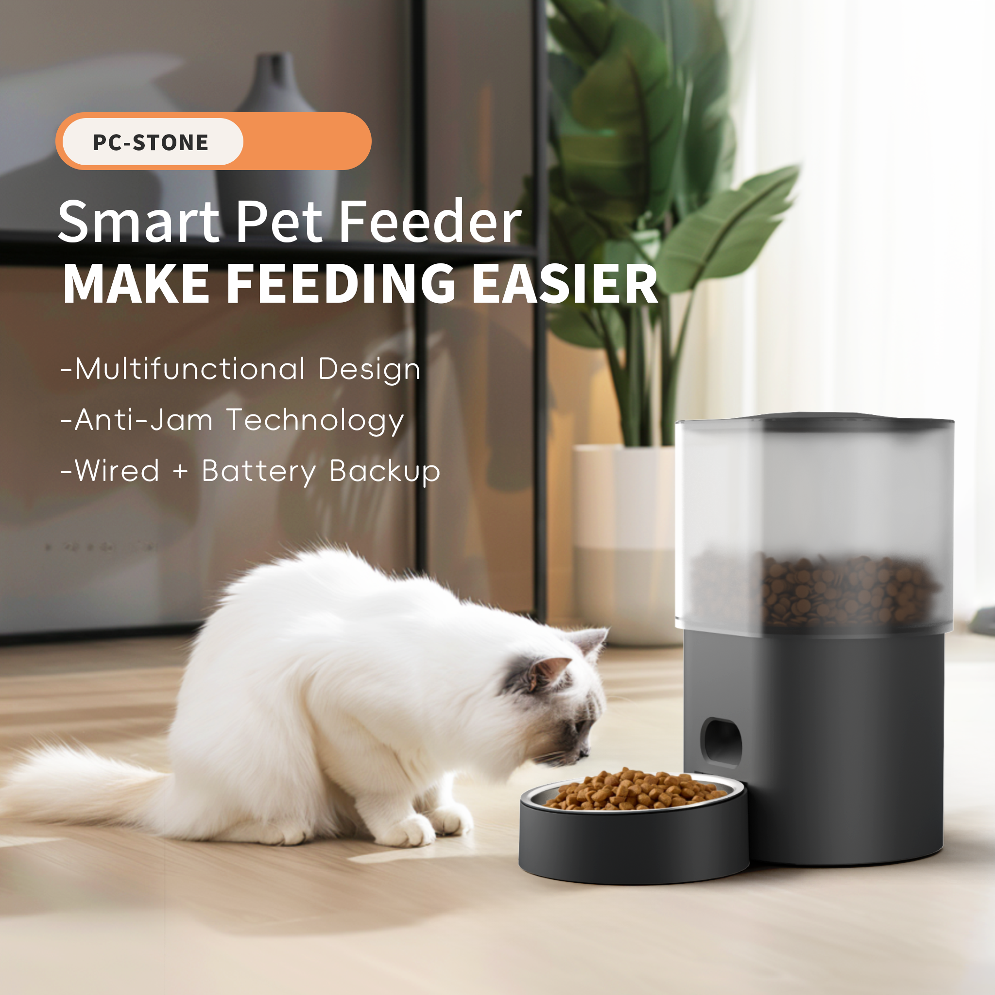 WiFi Automatic 4.5L Cat Timed Ration Cat and Dog Reserive مع Smart Bowl Smart Automatic Pet Food Positer for Pet Feeding