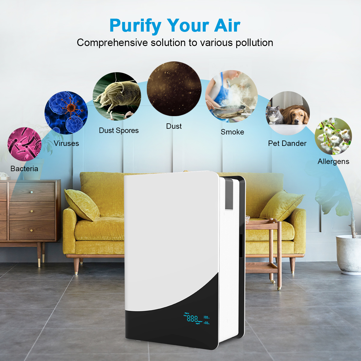 مصنع HEPA Filter Home Movable Air Purifier