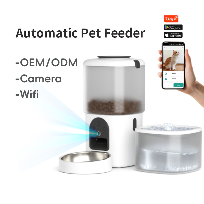 Tuya Video WiFi Control Dog Cat Teeder Dispenser Smart Remote Connection 4L Automatic Pet Food Bowl مع الكاميرا